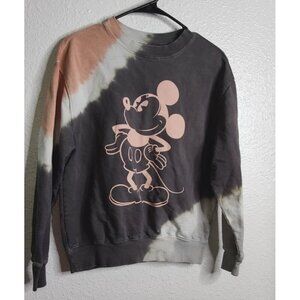 Mickey Mouse Womens Pink, and Gray Tie Dye Crewneck sweatshirt 100% cott…
